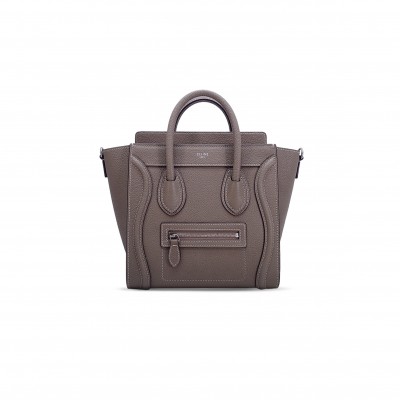 CELINE TOTE IN LUGGAGE NANO PEBBLED CALFSKIN 168243DRU.38SV (20*20*10cm)
