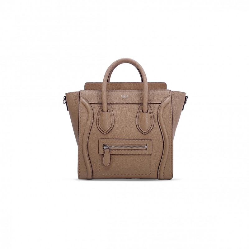 CELINE TOTE IN LUGGAGE NANO PEBBLED CALFSKIN 168243DRU.38SD (20*20*10cm)