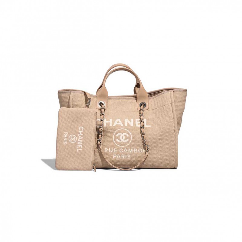 CHANEL DEAUVILLE MEDIUM CANVAS LAMB BEIGE AS4317 (39*30*22cm)