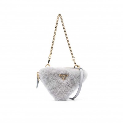 PRADA MINI SHEARLING CROSSBODY BAG IN GRAY 1NR015 (15*10cm) PRADA MINI SHEARLING CROSSBODY BAG IN GRAY 1NR015 (15*10cm)
