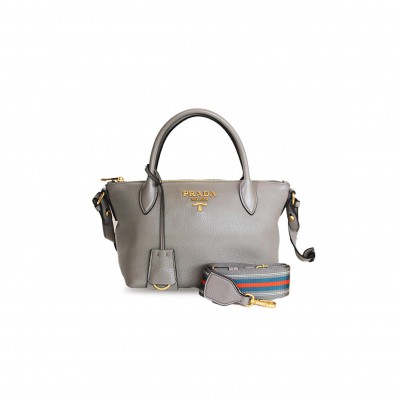 PRADA ARGILLA VITELLO DAINO LEATHER DOUBLE HANDLE SATCHEL BAG 1BA111 (24*19*12cm) PRADA ARGILLA VITELLO DAINO LEATHER DOUBLE HANDLE SATCHEL BAG 1BA111 (24*19*12cm)