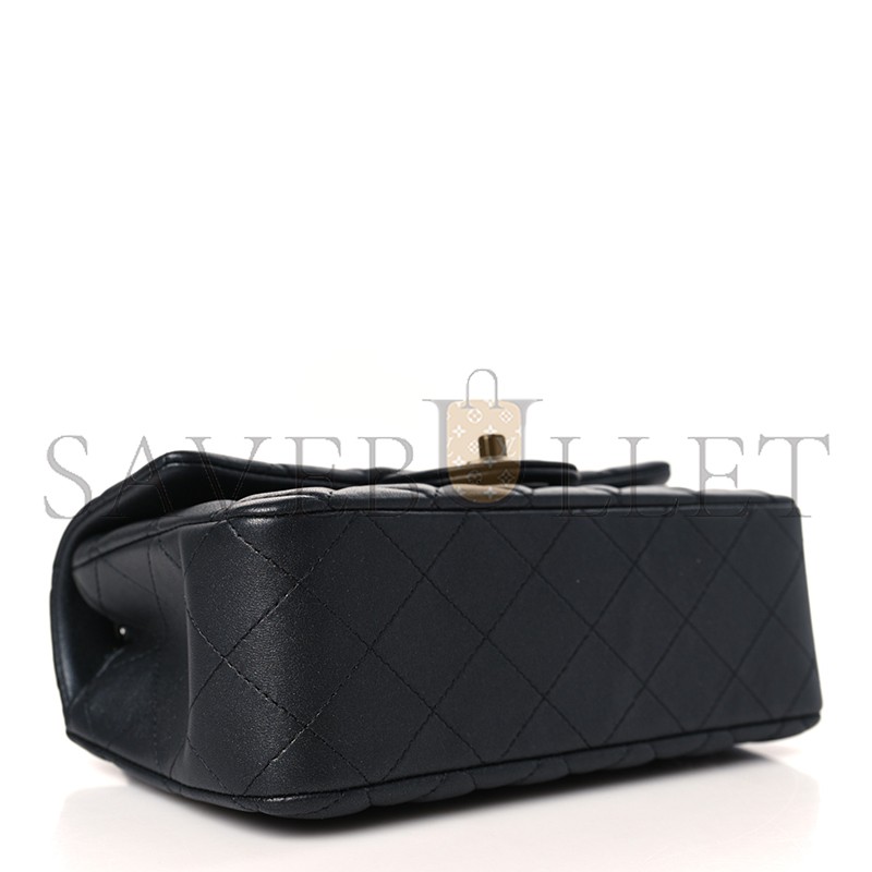 CHANEL LAMBSKIN QUILTED MINI RECTANGULAR FLAP SO BLACK 1312602 (20*12*6cm)