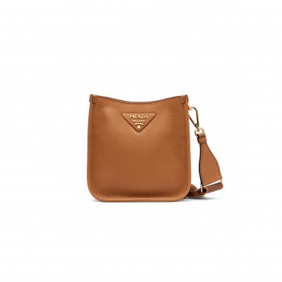 PRADA MINI LEATHER SHOULDER BAG IN BROWN 1BH191 (20*19*6cm) PRADA MINI LEATHER SHOULDER BAG IN BROWN 1BH191 (20*19*6cm)