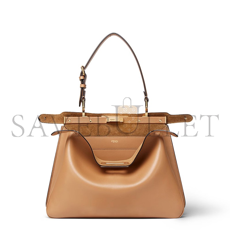 FENDI PEEKABOO SOFT MEDIUM CAPPUCCINO-COLORED LEATHER BAG 8BN353AOVHF19P8 (33*25.5*10cm) FENDI PEEKABOO SOFT MEDIUM CAPPUCCINO-COLORED LEATHER BAG 8BN353AOVHF19P8 (33*25.5*10cm)