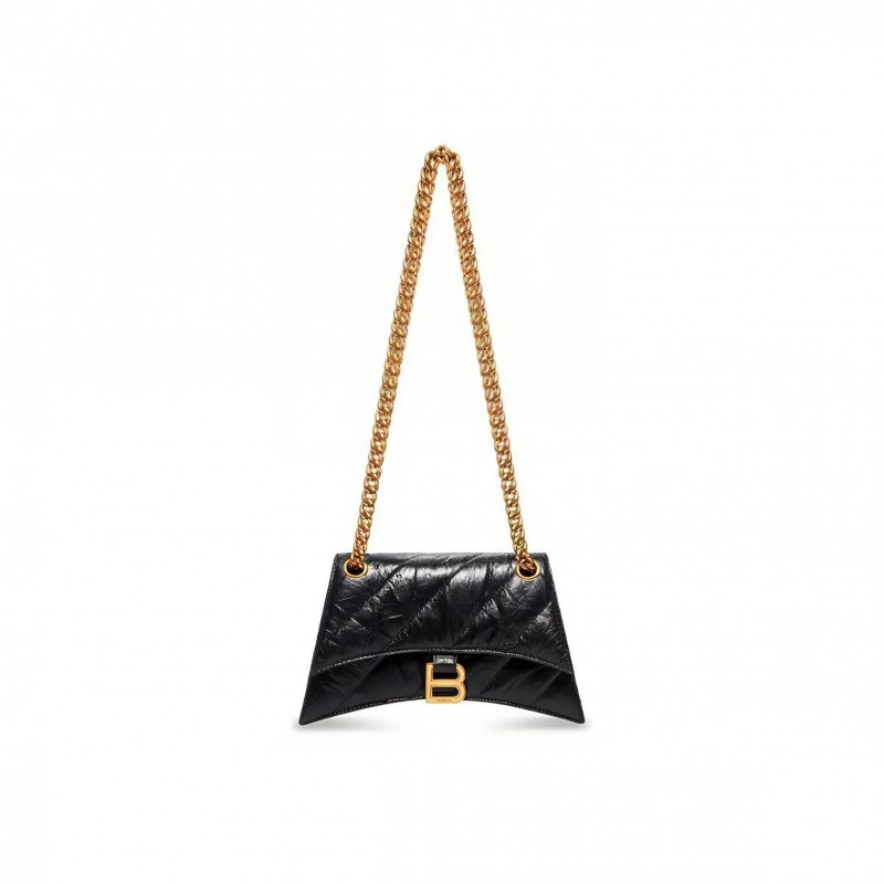 BALENCIAGA WOMEN'S CRUSH CHAIN BAG MINI IN BLACK 736016210J11000 (21.8*9.9*4.8cm)