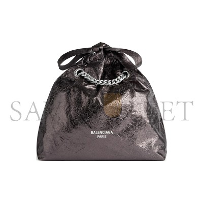 BALENCIAGA WOMEN'S CRUSH TOTE BAG SMALL IN SILVER 7429422AATG1314 (25.9*23.9*9.9cm) BALENCIAGA WOMEN'S CRUSH TOTE BAG SMALL IN SILVER 7429422AATG1314 (25.9*23.9*9.9cm)