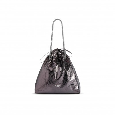 BALENCIAGA WOMEN'S CRUSH TOTE BAG MEDIUM IN SILVER 7429412AATG1314 (46*39.9*14cm)