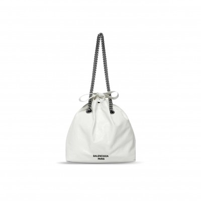 BALENCIAGA WOMEN'S CRUSH TOTE BAG SMALL IN WHITE 742942210IU9001 (25.9*23.9*9.9cm)
