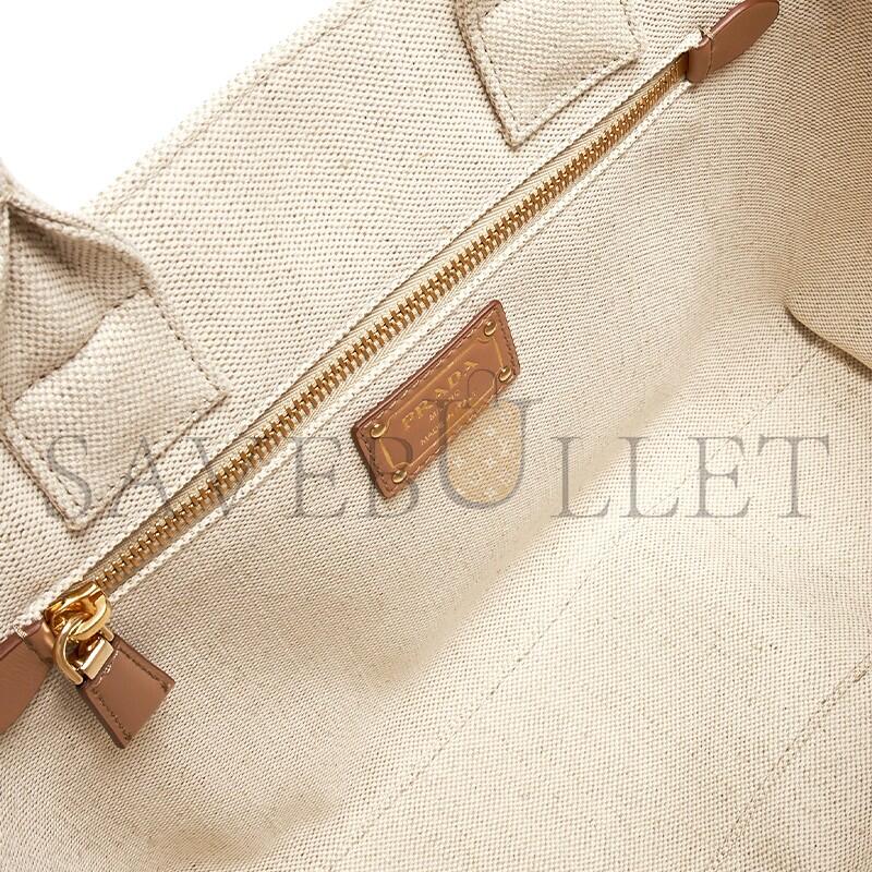 PRADA BRAND-TYPOGRAPHY LINEN-BLEND TOTE BAG 1BG474 (31*24*13cm) 