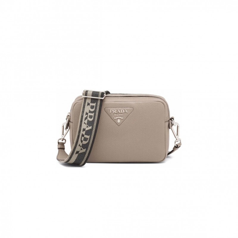 PRADA FLOU LEATHER SHOULDER BAG 1BH082 (22*14*8cm) 