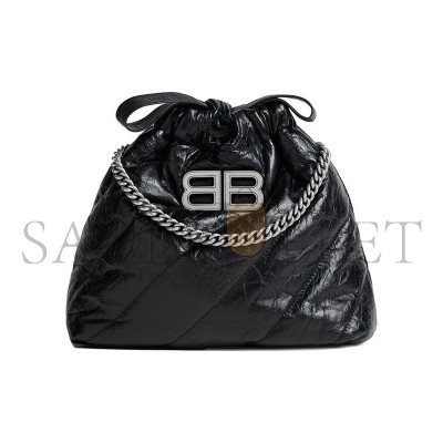 BALENCIAGA WOMEN'S CRUSH TOTE BAG MEDIUM IN BLACK 742941210J01000 (45.9*39.8*13.9cm) BALENCIAGA WOMEN'S CRUSH TOTE BAG MEDIUM IN BLACK 742941210J01000 (45.9*39.8*13.9cm)