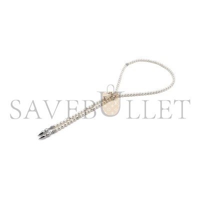 CHROME HEARTS MIKIMOTO 18K WHITE GOLD CROSS BOLO TIE NECKLACE CHROME HEARTS MIKIMOTO 18K WHITE GOLD CROSS BOLO TIE NECKLACE