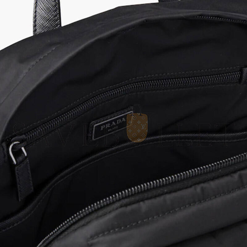 PRADA BLACK RE-NYLON AND SAFFIANO LEATHER BACKPACK 2VZ028 (43*29*16cm) 