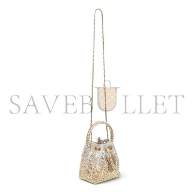 JIMMY CHOO BON BON GOLD SATIN CRYSTAL HANDBAG BONBONXDR (15*14*9.5cm)