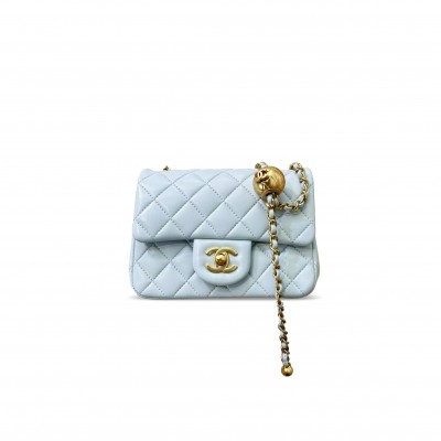 CHANEL CC PEARL CRUSH MINI FLAP LAMBSKIN QUILTED 1636506 (17*13*7cm)