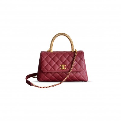 CHANEL MASTER 25A CALFSKIN QUILTED TOP HANDLE FLAP BAG 382470 (23*14*8cm)