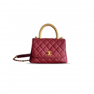 CHANEL MASTER MINI 25A CALFSKIN QUILTED TOP HANDLE FLAP BAG AS2212 (19*13*9cm)