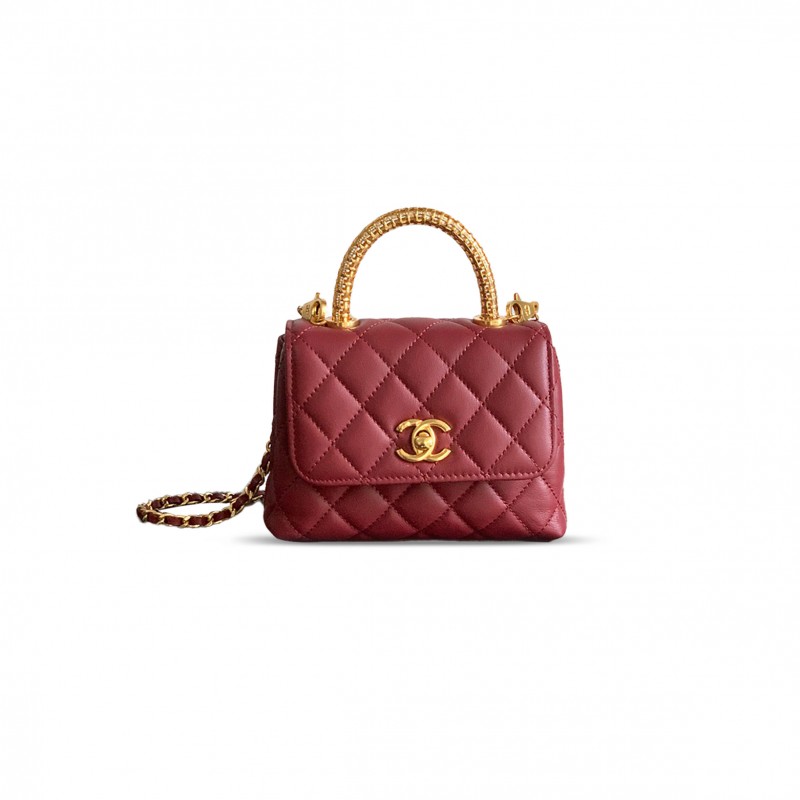 CHANEL MASTER 25A CALFSKIN QUILTED TOP HANDLE FLAP BAG 103723 (14*11.5*5.5cm)