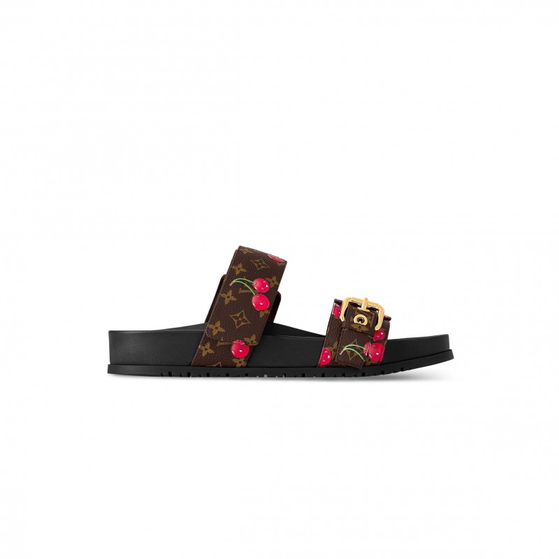 LOUIS VUITTON MURAKAMI LV X TM BOM DIA FLAT COMFORT MULE 1AHM03 LOUIS VUITTON MURAKAMI LV X TM BOM DIA FLAT COMFORT MULE 1AHM03