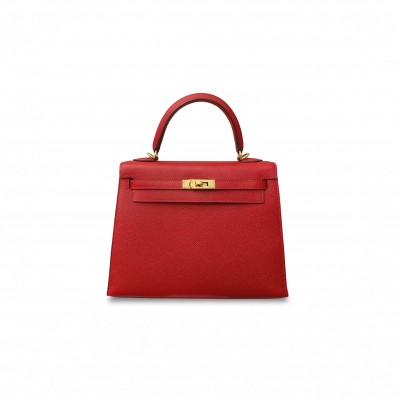 HERMÈS KELLY 25 EPSOM WITH GOLD HARDWARE RED 625007 (25*17*7cm)