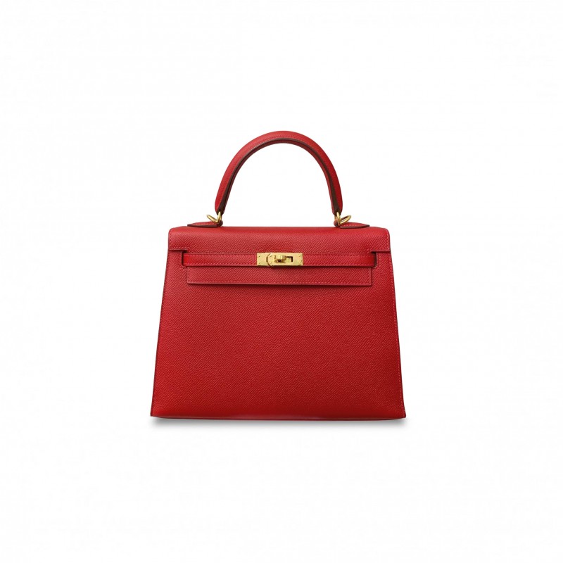 HERMÈS KELLY 25 EPSOM WITH GOLD HARDWARE RED 625007 (25*17*7cm)