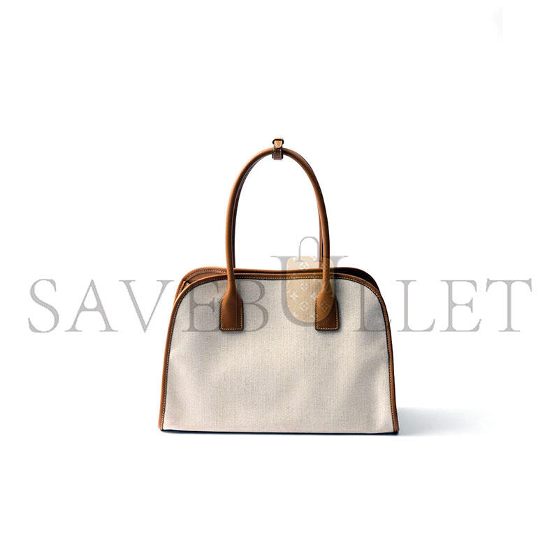 PRADA MEDIUM LINEN BLEND AND LEATHER TOTE BAG 1BG572 (35*22*18cm)