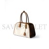 PRADA MEDIUM LINEN BLEND AND LEATHER TOTE BAG 1BG572 (35*22*18cm)