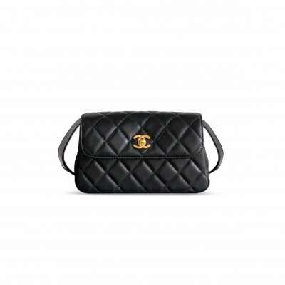 CHANEL BLACK LAMBSKIN FLAP CROSSBODY BAG AP4677 (19.5*11.5*5cm) CHANEL BLACK LAMBSKIN FLAP CROSSBODY BAG AP4677 (19.5*11.5*5cm)