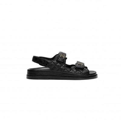 CHANEL SANDALS GRAINED CALFSKIN BLACK G35927
