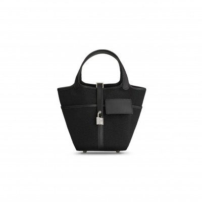 HERMES PICOTIN LOCK 18 GARGO GOELAND SWIFT SILVER HARDWARE H083189CKAA  (18*18*13cm)