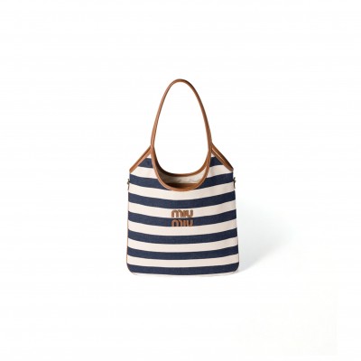 MIU MIU IVY CANVAS AND LEATHER BAG 5BG231_2IBB (40*35cm)