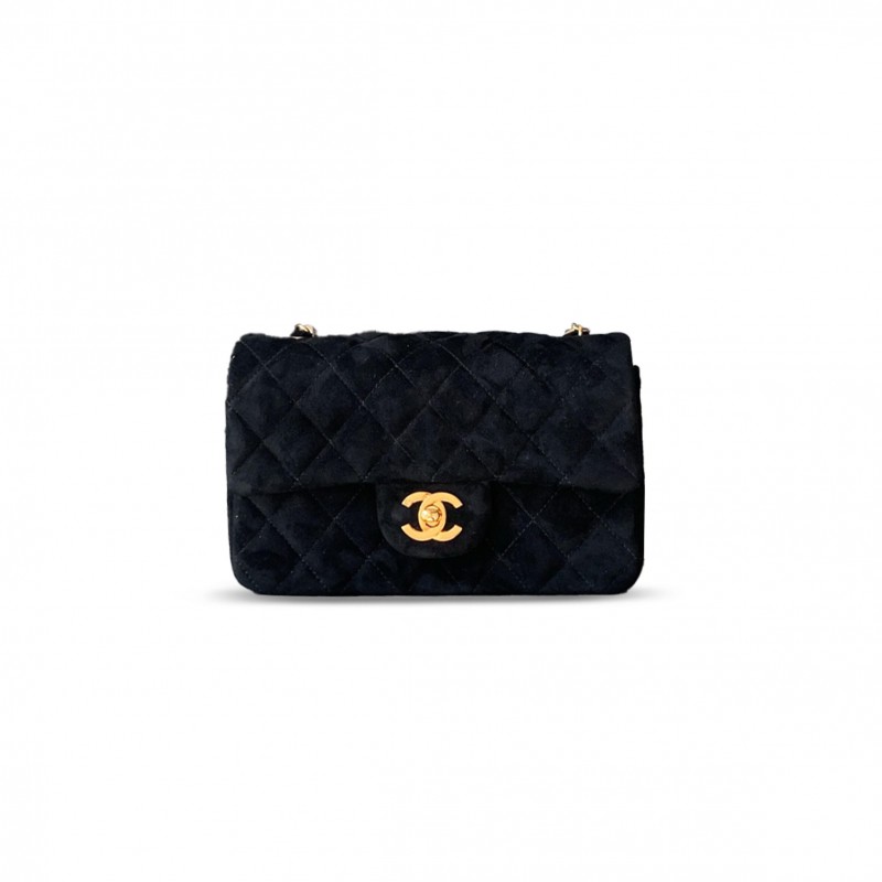 CHANEL SUEDE SMALL CLASSIC FLAP SHOULDER BAG 306481 (20*12*6cm)