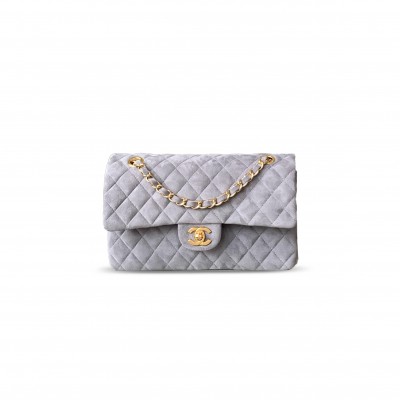 CHANEL SUEDE MEDIUM DOUBLE FLAP SHOULDER BAG 306484 (25*16*8cm)