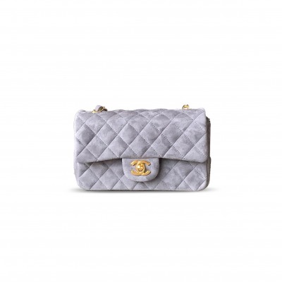 CHANEL SUEDE SMALL DOUBLE FLAP SHOULDER BAG 306485 (20*12*6cm)