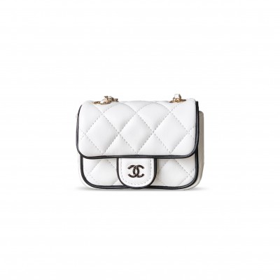 CHANEL MASTER MINI FLAP BAG, LAMBSKIN, WHITE & BLACK AP4512 (11.5*8.5*4cm) CHANEL MASTER MINI FLAP BAG, LAMBSKIN, WHITE & BLACK AP4512 (11.5*8.5*4cm)