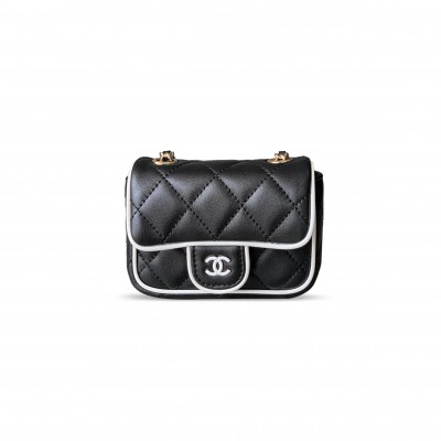 CHANEL MASTER MINI FLAP BAG, LAMBSKIN, BLACK & WHITE AP4512 (11.5*8.5*4cm) CHANEL MASTER MINI FLAP BAG, LAMBSKIN, BLACK & WHITE AP4512 (11.5*8.5*4cm)