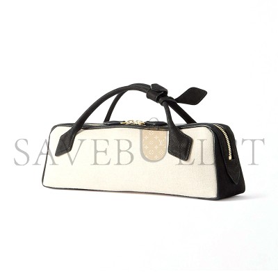 ALAÏA LE TECKEL LEATHER-TRIMMED CANVAS CLUTCH 463766 (31*10*6.5cm) ALAÏA LE TECKEL LEATHER-TRIMMED CANVAS CLUTCH 463766 (31*10*6.5cm)