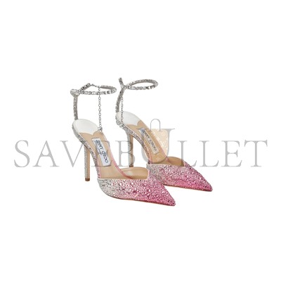 JIMMY CHOO CANDY PINK SATIN PUMPS WITH CRYSTALS SAEDA100ZPJ JIMMY CHOO CANDY PINK SATIN PUMPS WITH CRYSTALS SAEDA100ZPJ