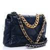 CHANEL LAMBSKIN QUILTED LARGE CHANEL 19 FLAP NAVY BLUE AS1161 (30*20*10cm)