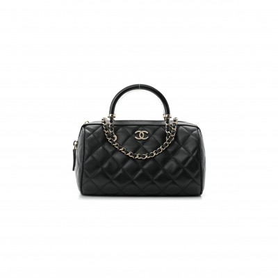 CHANEL MASTER LAMBSKIN QUILTED MINI BOWLING BAG BLACK AP4411 (18.5*11.4*4cm)