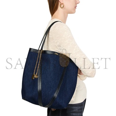 CHLOÉ SPIN TOTE BAG IN DENIM CH25AS811P98408 (30*27*14cm) CHLOÉ SPIN TOTE BAG IN DENIM CH25AS811P98408 (30*27*14cm)