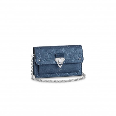 LOUIS VUITTON MASTER PLATINE MONOGRAM EMPREINTE VAVIN CHAIN WALLET SILVER HARDWARE M59077 (19*12*4cm)