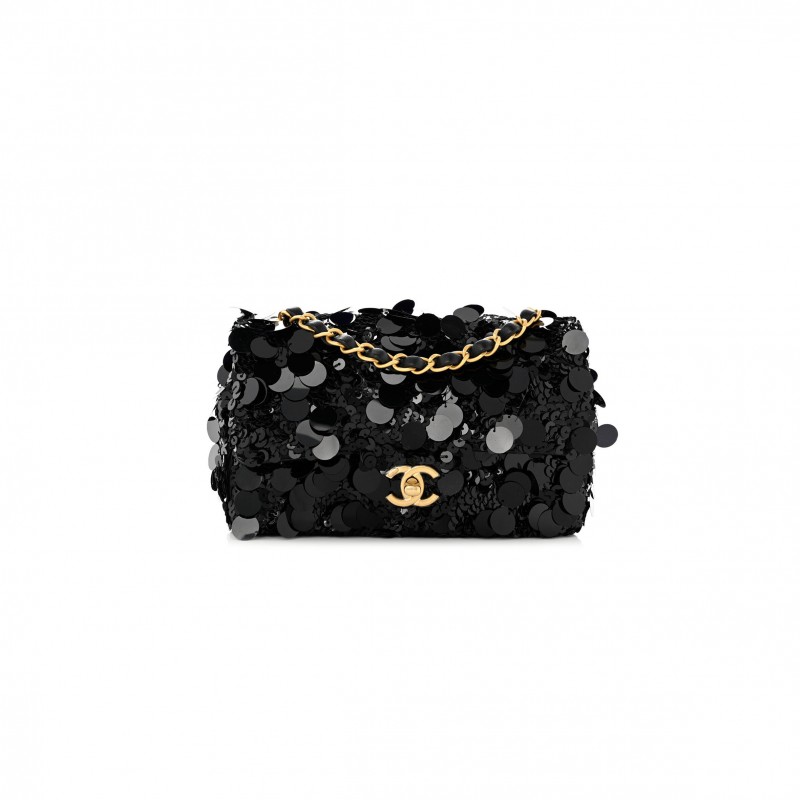 CHANEL MASTER SEQUIN MINI RECTANGULAR FLAP BLACK AS3523 (20*12*9cm)