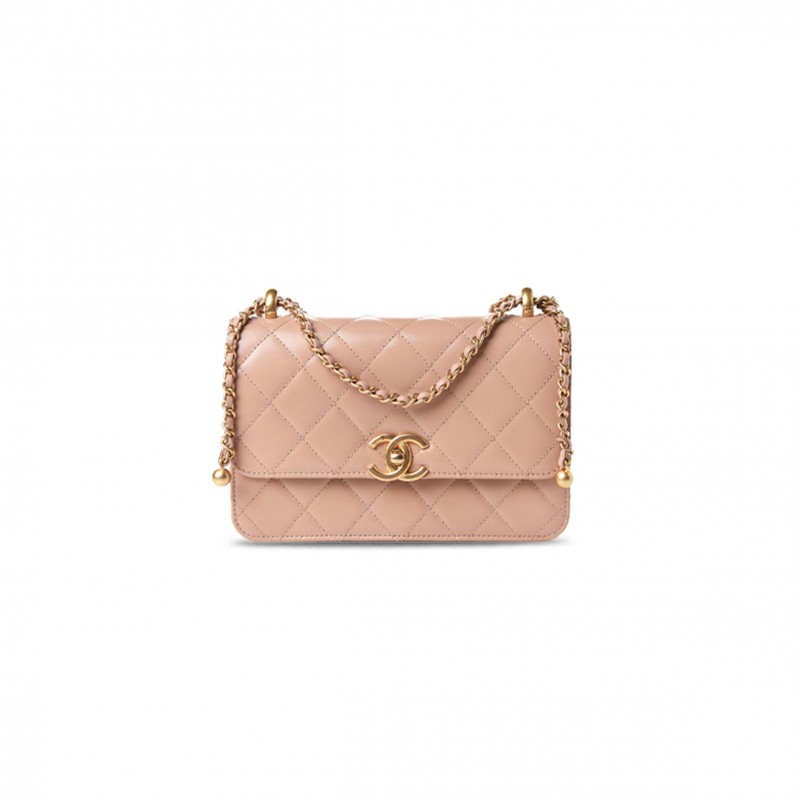 CHANEL CALFSKIN QUILTED PERFECT FIT FLAP BEIGE  (22*14*8cm)