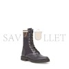 FENDI ROCKOKO BLACK LEATHER BIKER BOOTS WITH STRETCH FABRIC 8T6780A3H4F13MC