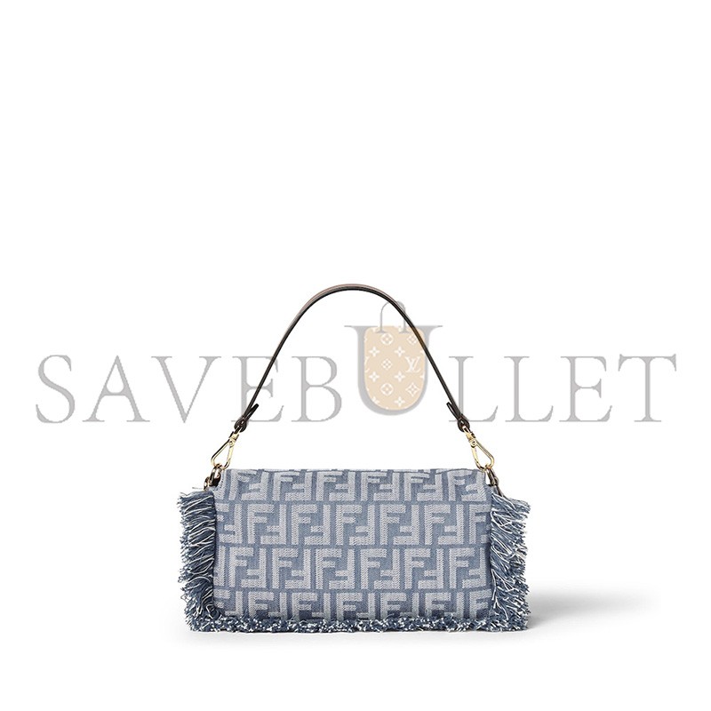 FENDI BAGUETTE BLUE DENIM EFFECT FF JACQUARD BAG 8BR600AUT4F1SXQ (27*15*6cm)