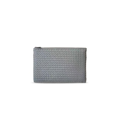 BOTTEGA VENETA WOVEN RIBBED ZIPPER LAMBSKIN ENVELOPE CLUTCH 522430V001N1000 (29*20*2cm)