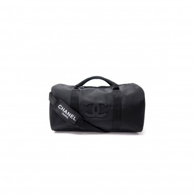 CHANEL BLACK CANVAS LOGO CC SPORT BAG AS3533 (45*25*21cm)