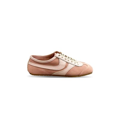 DRIES VAN NOTEN STITCHED CONTRAST RUBBER SOLE SUEDE PANEL SNEAKERS IN PINK 242-021706 DRIES VAN NOTEN STITCHED CONTRAST RUBBER SOLE SUEDE PANEL SNEAKERS IN PINK 242-021706