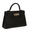 HERMÈS MASTER KELLY SELLIER 20 BLACK CHEVRE CHAMKILA PALLADIUM HARDWARE 2963547 (20*11*6cm)